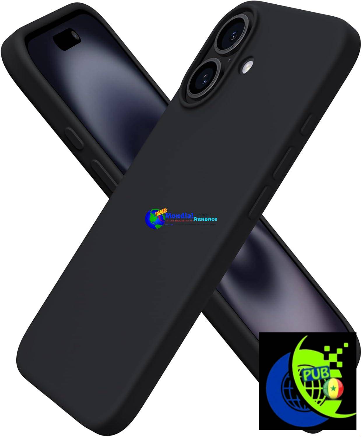 ORNARTO Coque pour iPhone 16, Housse en Silicone Liquide Compatible avec iPhone 16 6,1 Pouces, Étui Fine Slim, Case Souple Protection Complète, Cover Antichoc (Noir)
