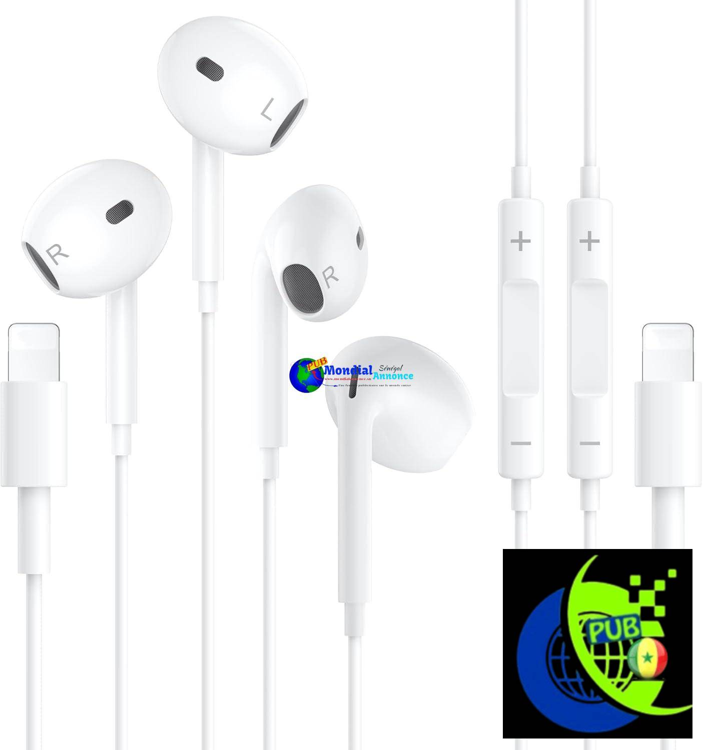 2 Pack Écouteurs pour iPhone [Certifié MFi] Écouteurs Filaires Intra-Auriculaires, Casque Antibruit Stéréo HiFi avec Micro et Contrôle du Volume, Compatibles avec iPhone 14 Pro Max Plus/13/12/SE/11