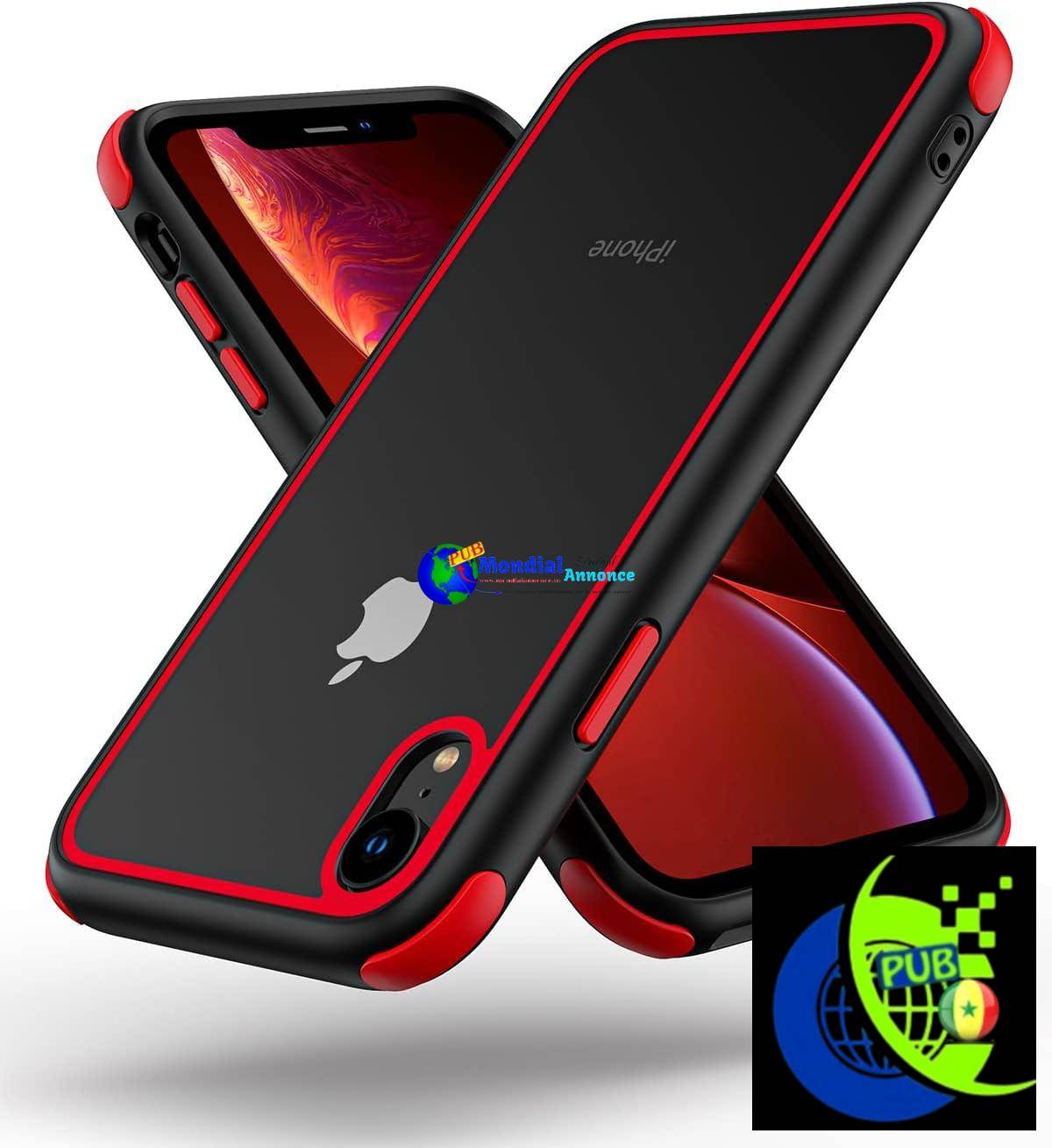 MobNano Coque Compatible avec iPhone XR 360 degrés Antichoc Pro Anti-Rayures Transparente PC/TPU Silicone Etui pour iPhone XR Noir Rouge