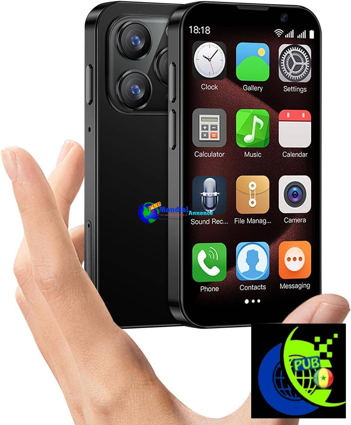 cofcvgs Mini Smartphone, 3.0 Pouces Mini téléphone, 3G Smartphone, 2gb RAM 16gb rom, Enfants – Android 9.0 Smartphone, Reconnaissance faciale Batterie 900mah téléphone Portable (Noir)