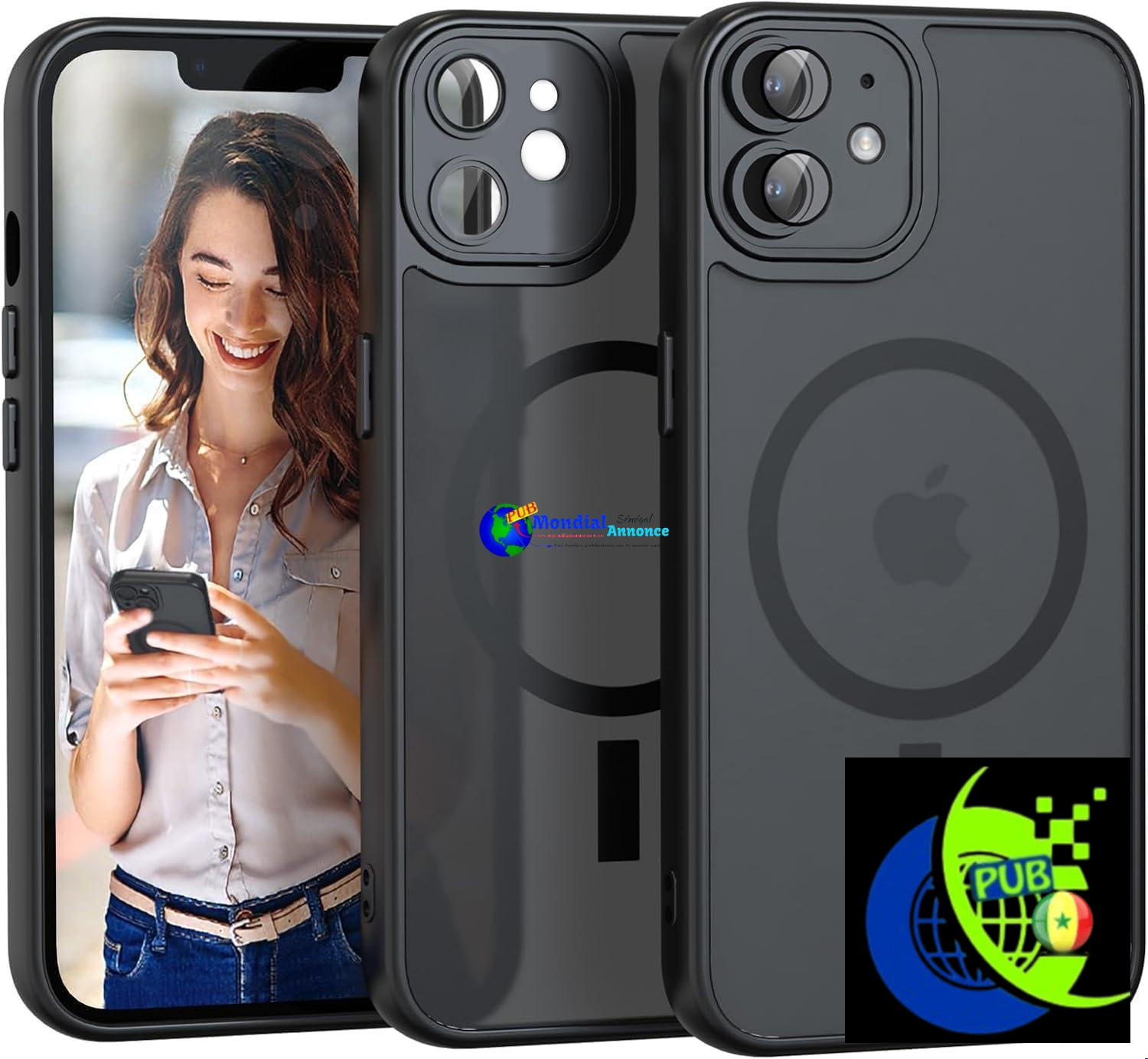 Nupcknn Magnétique Coque iPhone 12 Compatible MagSafe [Protection Caméra Intégrée] Housse Ultra Fine Anti-Choc – Dos Translucide Mat + Bordure TPU Souple