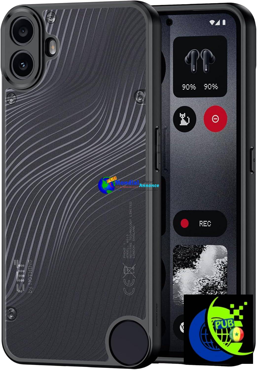 ESTH® Coque pour Nothing CMF Phone 1, Housse Antichoc Ultra Mince, Coque Arrière Transparente pour PC, Étui avec Bord en TPU Souple, Noir
