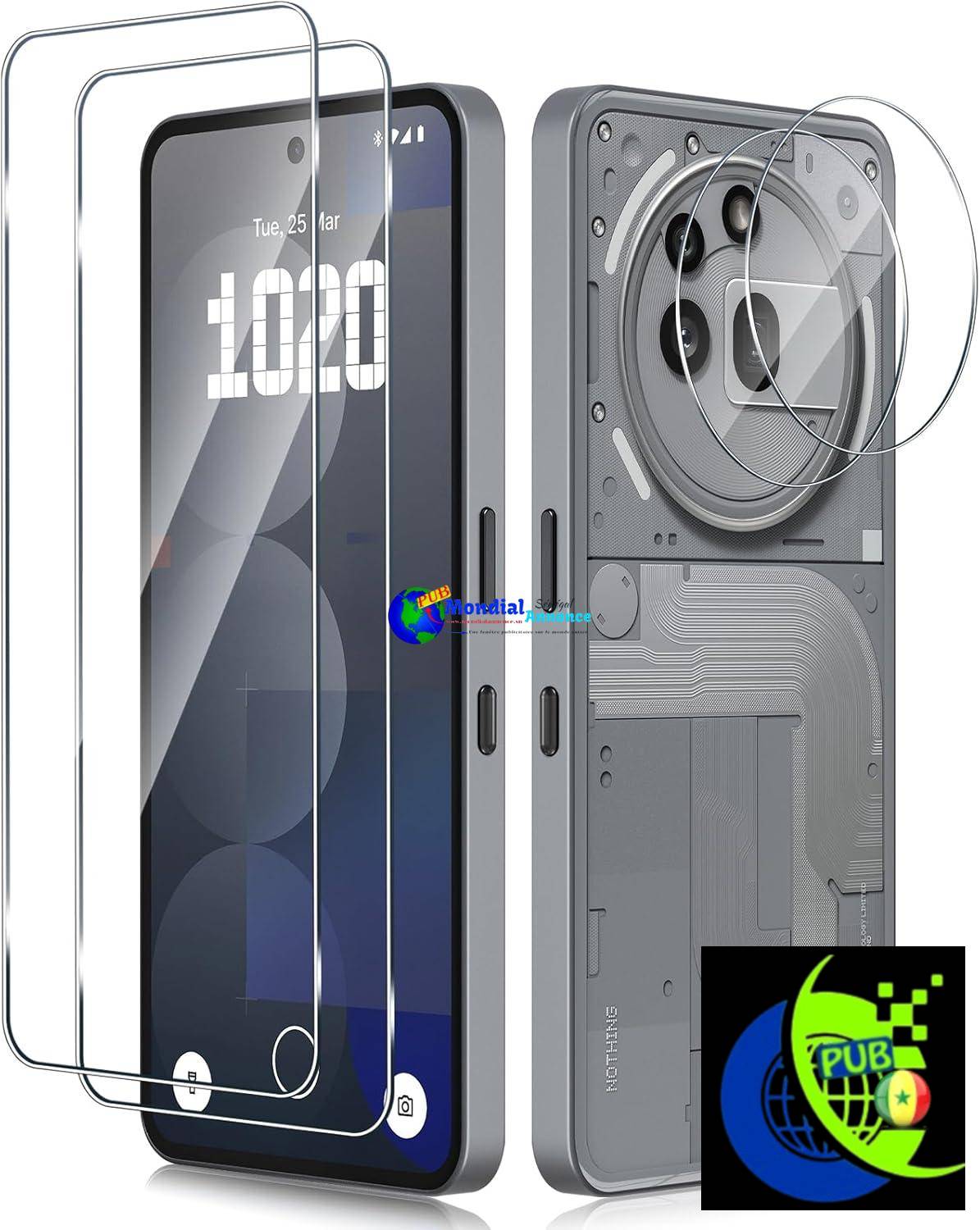 Xunzii Verre Trempé pour Nothing Phone 3A PRO 5G avec Caméra Arrière Protecteur [2+2 Pièces], Sans Bulles 9H HD Ultra Résistant Film en Vitre Trempé Protecteur d’écran