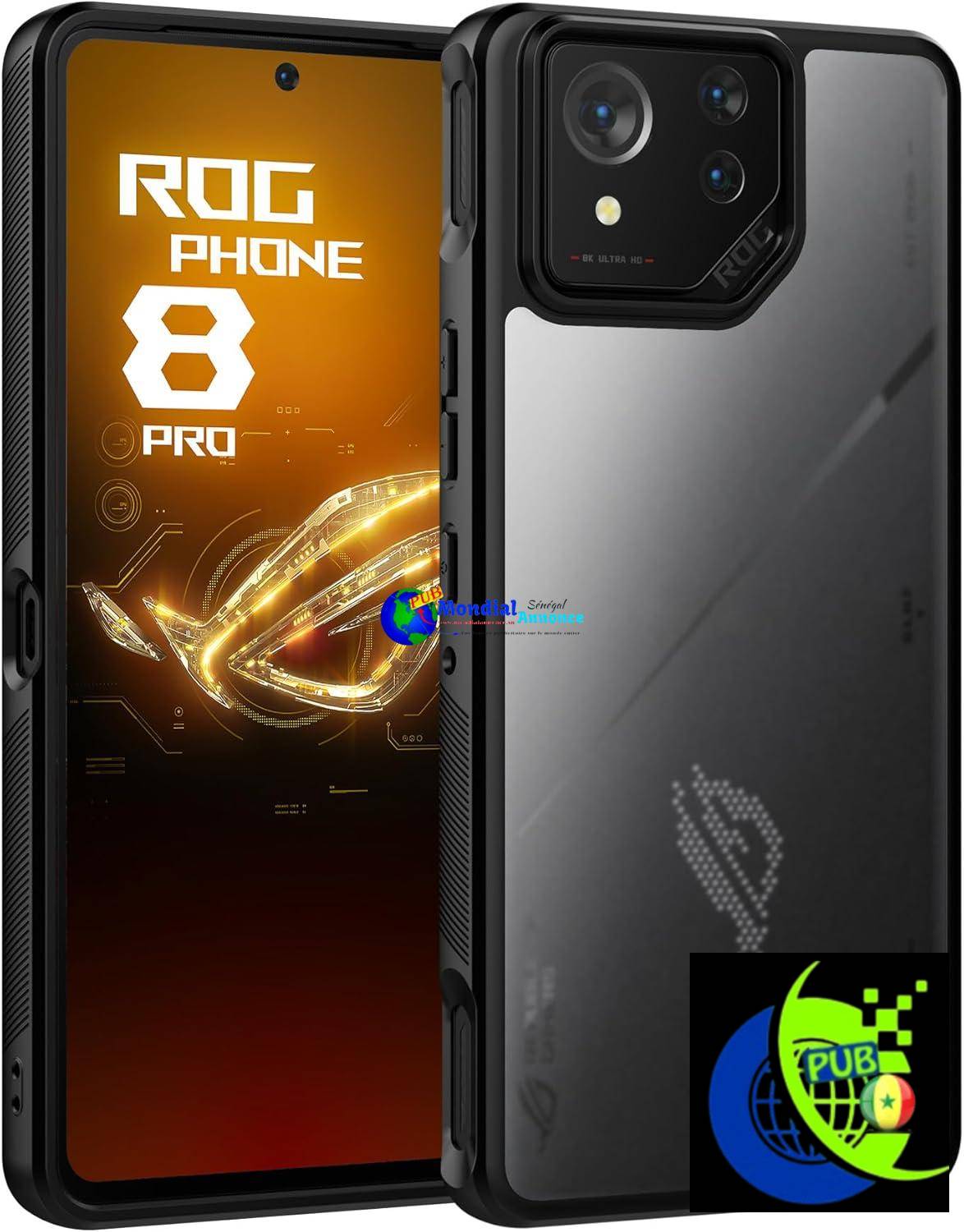 Cresee Coque ASUS ROG Phone 8 / ROG Phone 8 Pro, Étui Rigide Mat Translucide avec Bumper TPU Flexible Antichoc Housse de Protection Case pour ROG Phone 8/8 Pro, Noir