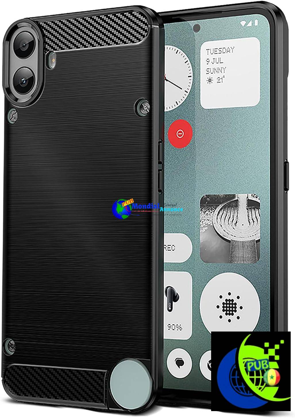 Qiinogow Coque pour Nothing CMF Phone 1, Étui Mince et Antichoc, Housse Souple en Fibre de Carbone TPU (Noir)