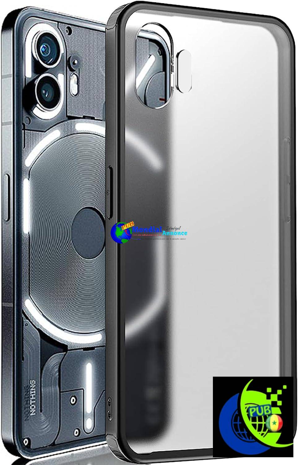 KNOXS Coque pour Nothing Phone 2, Étui Translucide Givré [Jamais Jaune] TPU+PC Antichoc Bumper Housse, Anti-Empreinte Léger Nothing Phone 2 Coque (Noir Givré)
