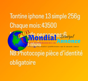 📱 Tontine iPhone 13 Simple – 256 Go Disponible 