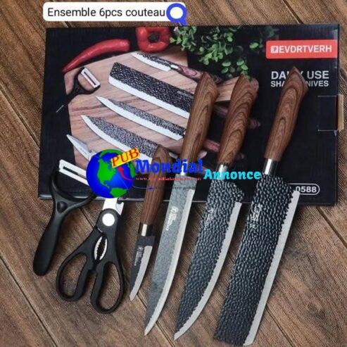 🔪 Ensemble de 6 pièces Couteaux de Cuisine – Haute Qualité