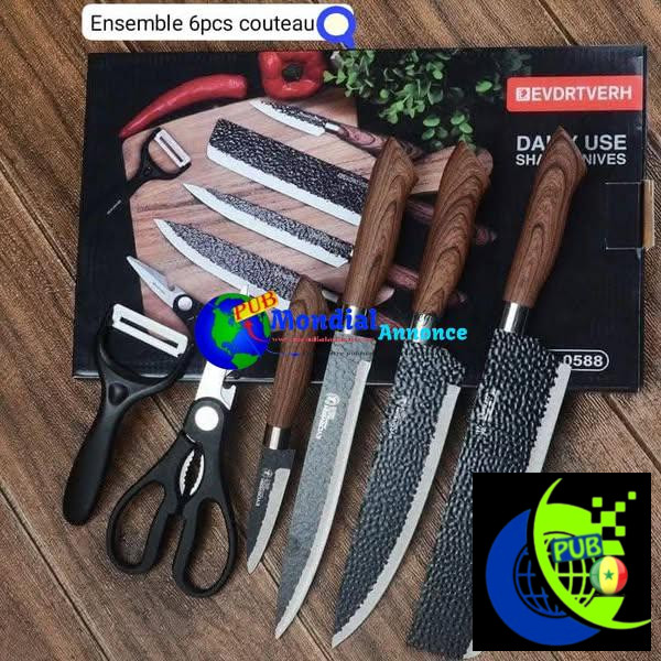 🔪 Ensemble de 6 pièces Couteaux de Cuisine – Haute Qualité