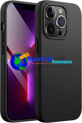 JETech Coque en Silicone pour iPhone 13 Pro Max 6,7 Pouces, étui de Protection Complète du Corps au Toucher Soyeux, Housse Doublure Douce en Tissu Microfibre, Anti-Chocs (Noir)