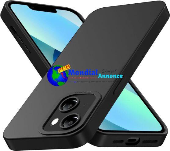 Tenphone Coque Antichoc pour iPhone 13 (6,1″), Étui de Protection en Silicone TPU Souple avec Protection Caméra – Noir