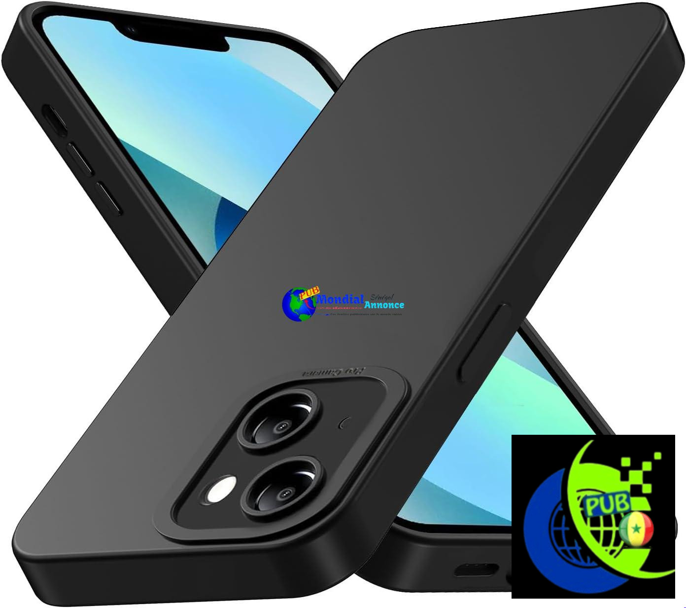 Tenphone Coque Antichoc pour iPhone 13 (6,1″), Étui de Protection en Silicone TPU Souple avec Protection Caméra – Noir