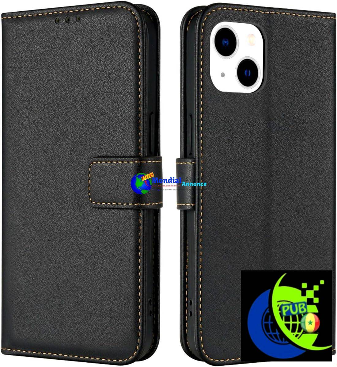 TQIAHF Coque pour iPhone 13 / iPhone 14 Coque Etui avec Porte Carte à Rabat Clapet Portefeuille en Cuir Pochette Antichoc Flip Case Étui Cover Housse Protection Coque pour iPhone 13 / iPhone 14,Noir