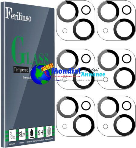 Ferilinso [6 Pièces Protection Objectif Caméra Arrière pour iPhone 14/ 15/ 14 Plus/ 15 Plus/ 13/13 Mini Accessoire Appareil Photo Protecteur 9H Dureté Ultra Résistant Film