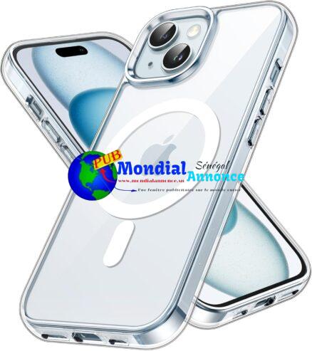 JETech Coque Magnétique pour iPhone 15 Plus 6,7 Pouces Compatible avec MagSafe Recharge sans Fil, Étui Housse de Téléphone Antichoc, Dos Transparente Anti-Rayures (Transparente)