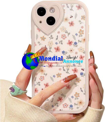 NITITOP Compatible avec Coque iPhone 13 Mignonne Motif de Beaucoup de Fleur Feuille Coeur Conception avec Lentille d’amour pour Femme Fille Doux Silicone Antichoc Étui Housse – Beaucoup de Fleur