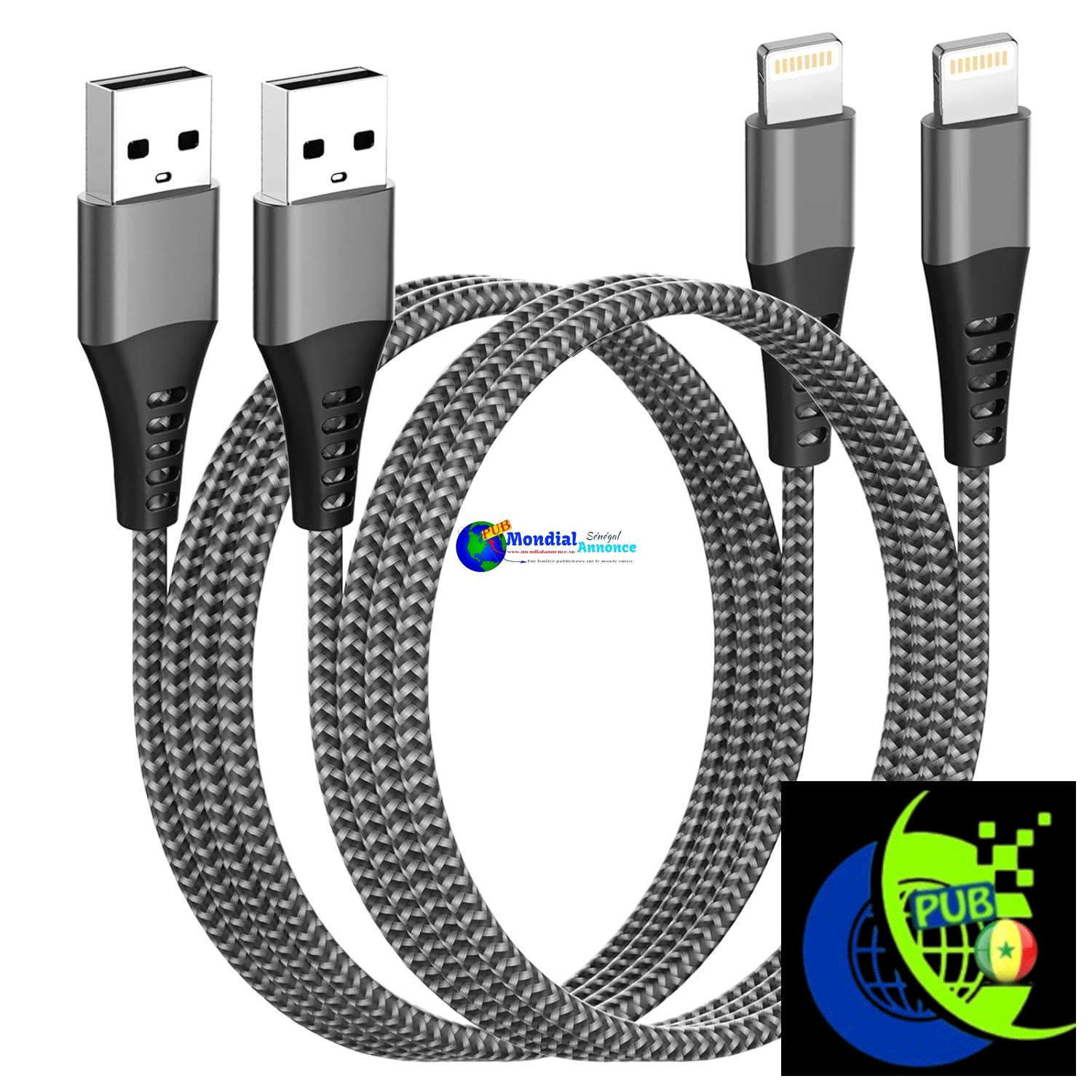 Câble iPhone [1M+1M/Lot de 2],Cable Chargeur iPhone Certifié MFi,Câble Lightning Cable iPhone USB Nylon Cordon iPhone Fil Chargeur iPhone Rapide pour Apple iPhone 14 13 12 11 Pro Max XS XR 8 7 6 iPad