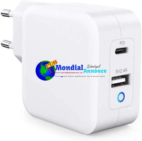 Chargeur Mural 65W GaN USB-C + USB-A – Ultra-Rapide et Compact