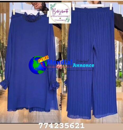 Ensemble 2pieces💕Bas Larges plissée🎉Qualité Supérieure💯