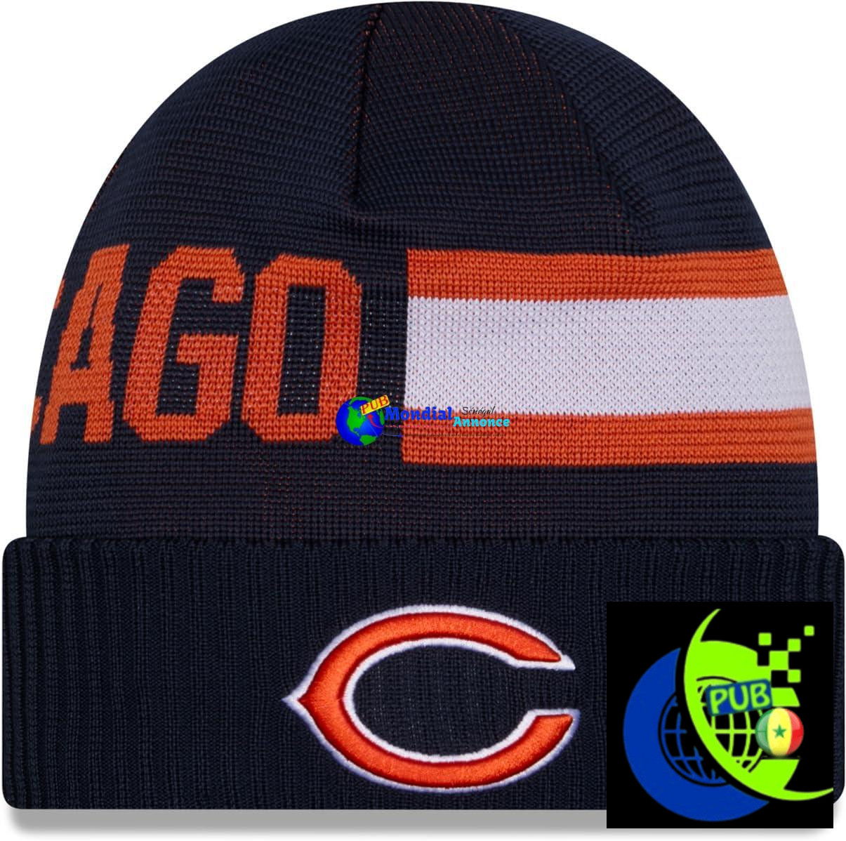 Bonnet en Tricot New Era Chicago Bears NFL 2024 Sideline Tech – Bleu Marine
