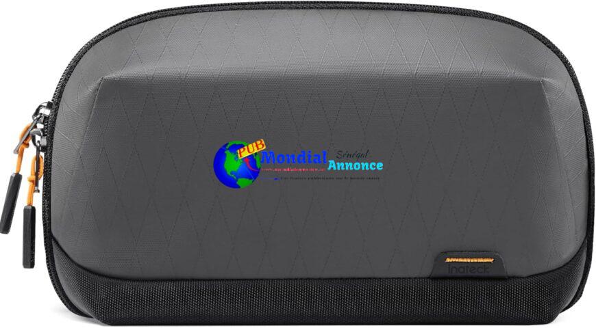 Inateck Ouverture à 180° Sac de Rangement Câbles,Organisateur d’accessoires électroniques avec poignée,Pochette de Gadgets Tech Pouch, résistant aux éclaboussures étui de Transport, Gris