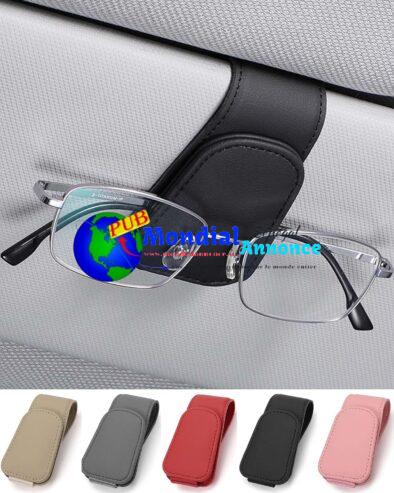 JEJA Porte Lunettes pour Voiture, Cuir Clip de Support de Lunettes de Visière de Voiture, pour Lunettes de Soleil Carte Ticket, Noir