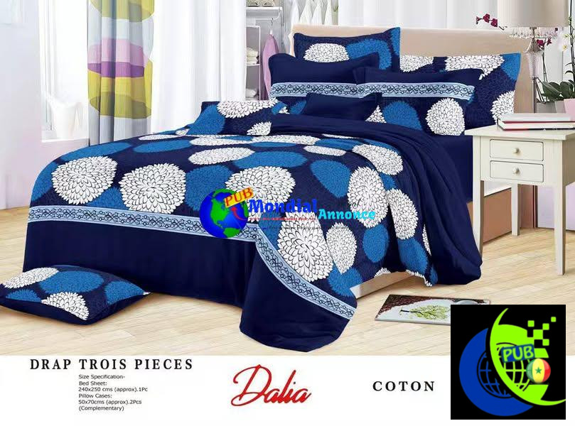 Drap double lit en coton avec 2 taies d’oreiller á vendre