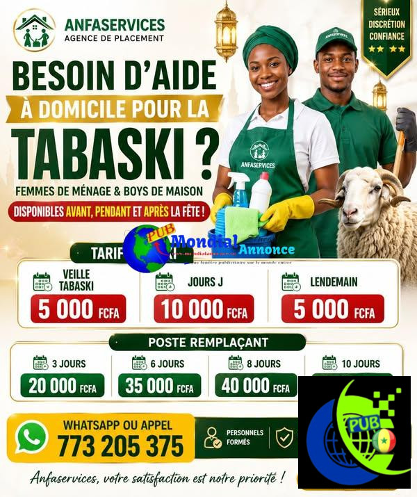 Personnel de Maison pour la Tabaski – Des Profils Fiables avec Anfaservices