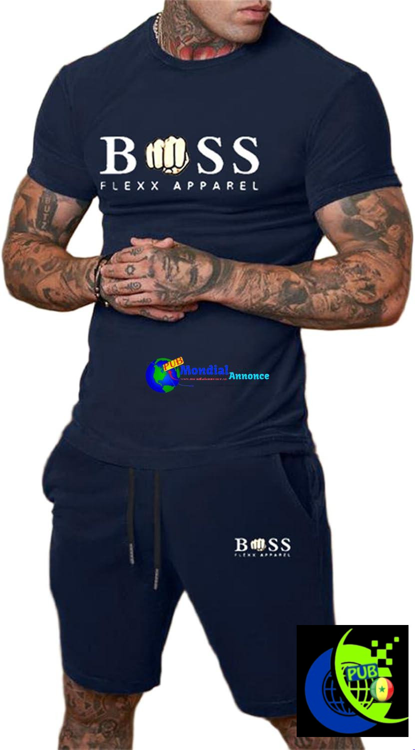 Ensemble d’été pour homme (2 pièces) : T-shirt à manches courtes et short – Tenue décontractée idéale pour les vacances à la plage