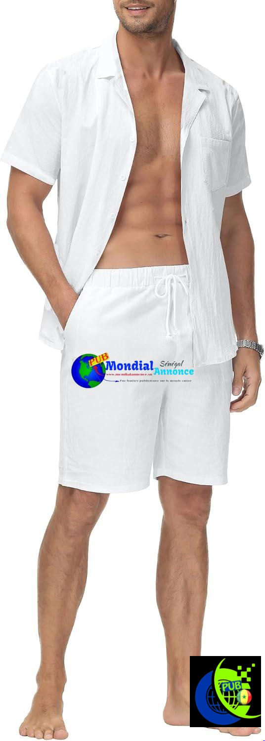 Ensemble 2 Pièces Homme en Lin YAOHUOLE (T-shirt & Short)