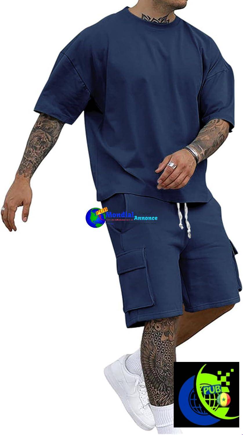 Ensemble Survêtement d’Été Homme (T-Shirt & Short à Poches)