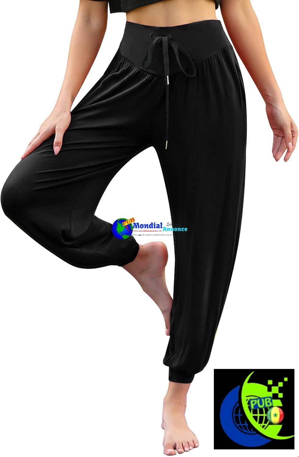 Pantalon sarouel pour femme Terecey – Pantalon de sport taille haute, coupe ample – Idéal pour Pilates, yoga, fitness, danse et style hippie