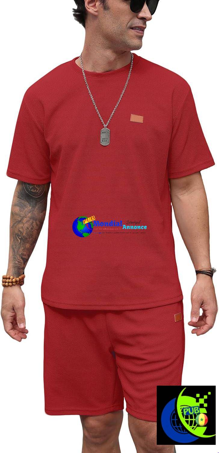 Ensemble de survêtement 2 pièces pour homme avec haut et short