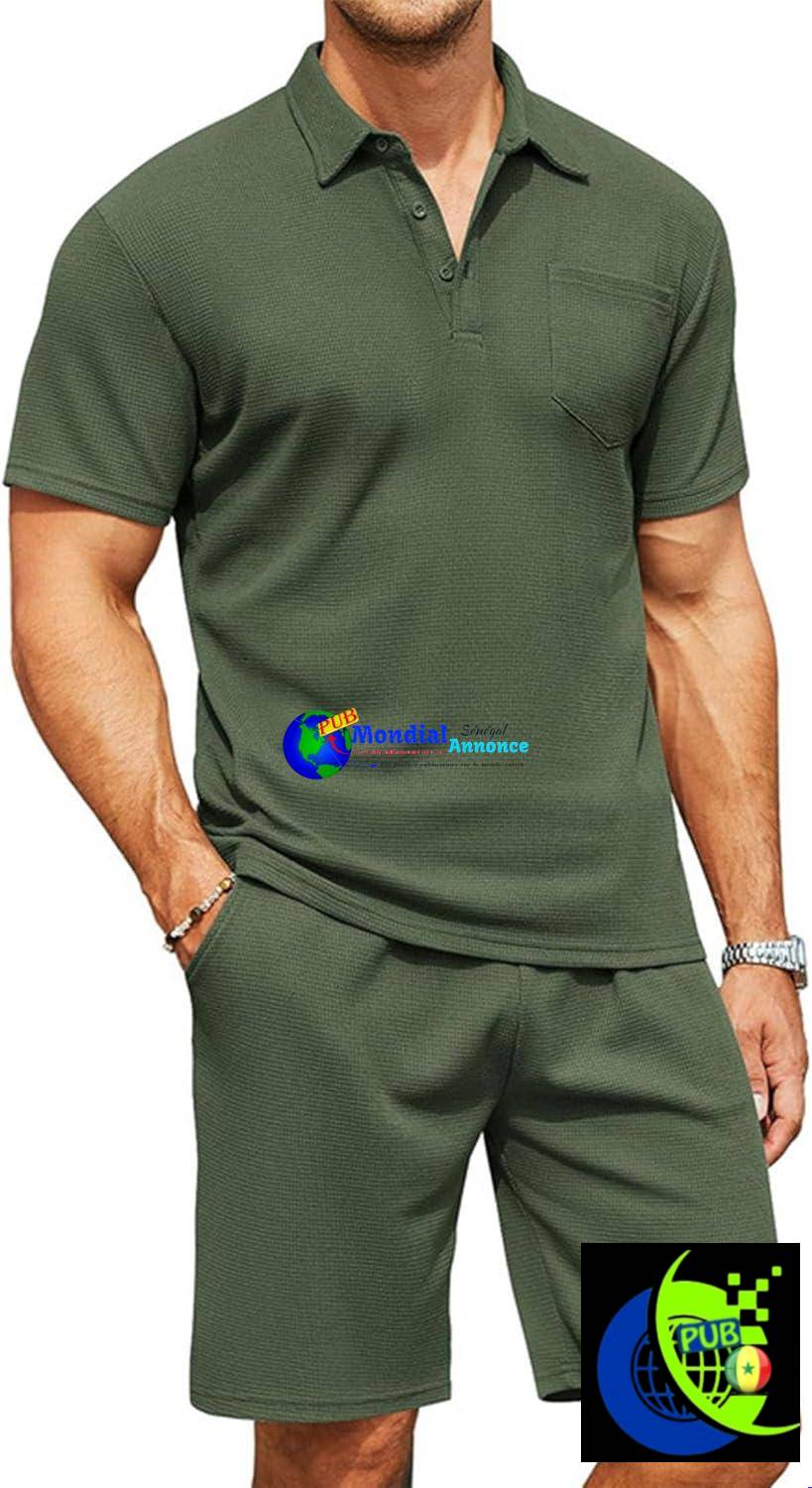 Ensemble de Survêtement Décontracté Homme 2 Pièces – T-shirt/Polo & Short