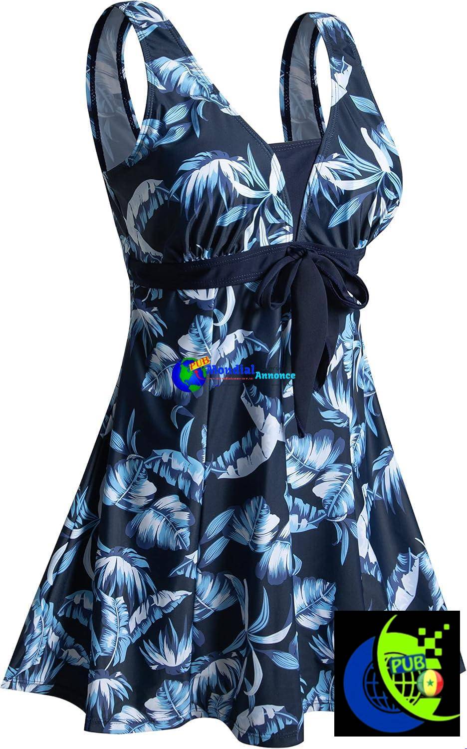 Maillot de Bain 1 Pièce Femmes Ecupper (Jupe Rétro & Volants)
