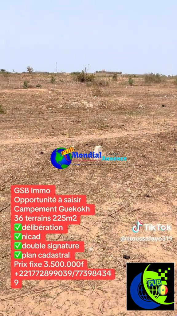 Terrains de 225 m² à Campement Guekokh