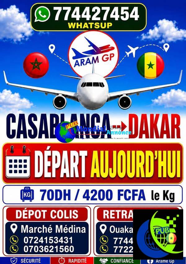 Transport de colis Casablanca/Dakar 07 24 15 34 31