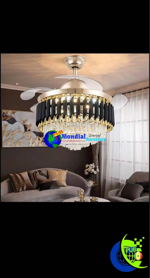 Luminaire ventilateur XGSUPER XT-60029 noir et doré