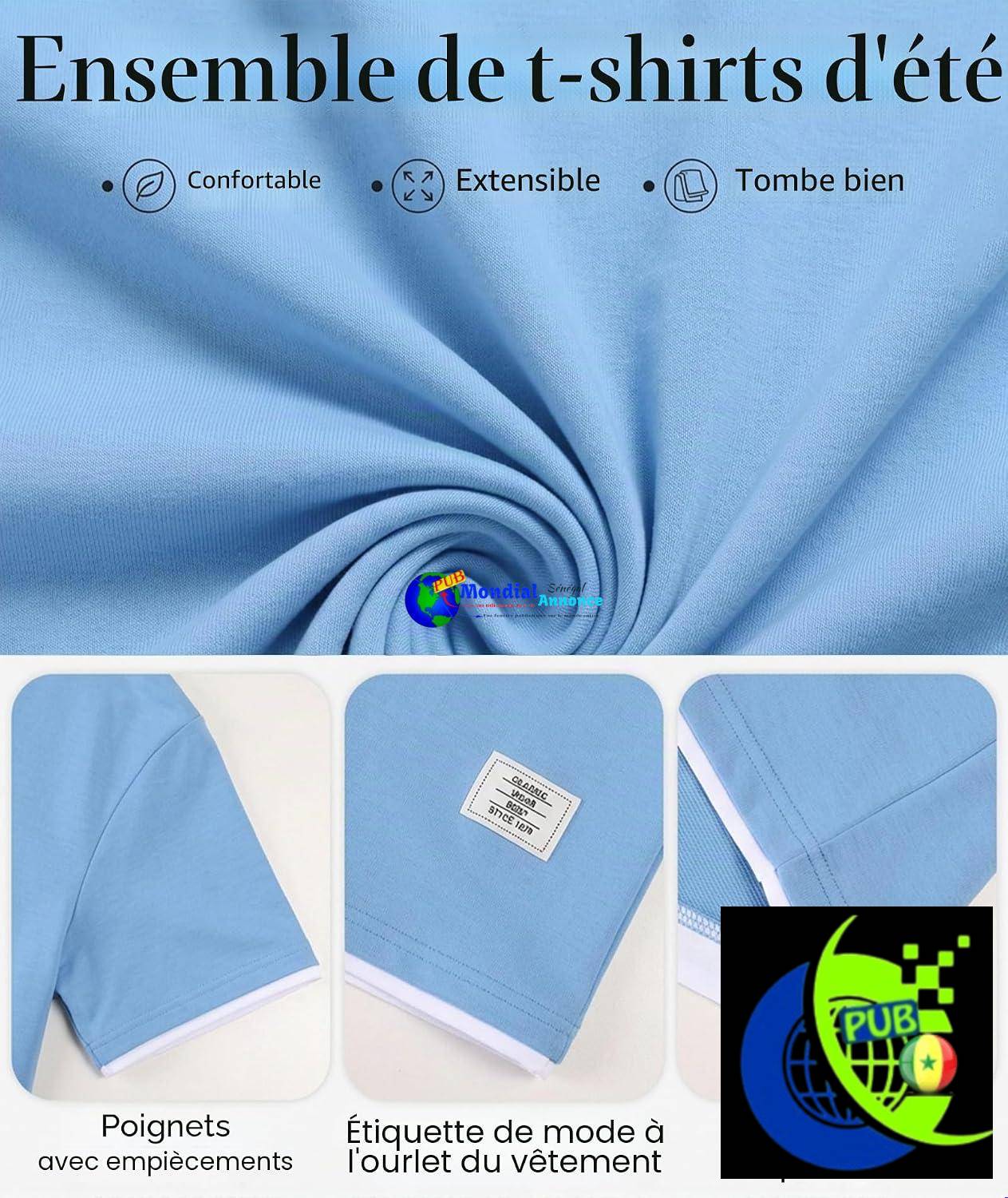 Ensemble d’été homme Ekaliy Elainone (2 pièces) : t-shirt à manches courtes et short, infroissable, style color-block décontracté pour le quotidien et les vacances.