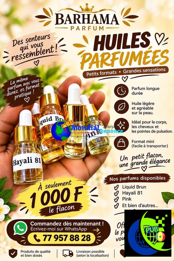 Parfums 5 ml à partir de 1 000 FCFA Disponible chez Barhama Parfum