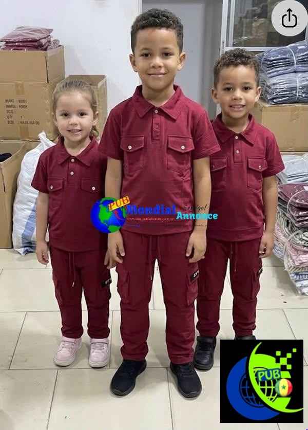 Ensemble Lacoste avec pantalon 100 % coton pour enfant – 5 500 FCFA