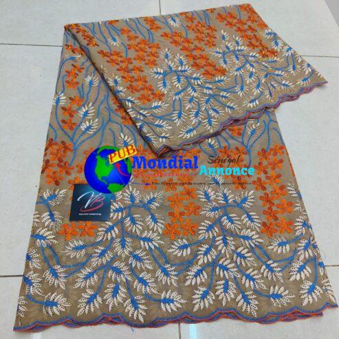 Voile brodé Dubaï vendu en coupon de 5 yards à 80.000 F CFA