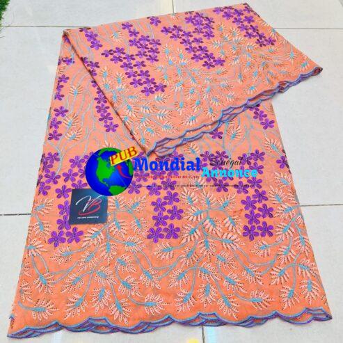 Voile brodé Dubaï vendu en coupon de 5 yards à 80.000 F CFA