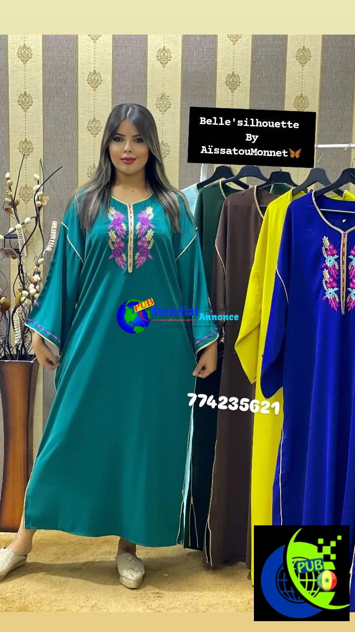 Abaya orientale brodée – Disponible en plusieurs couleurs