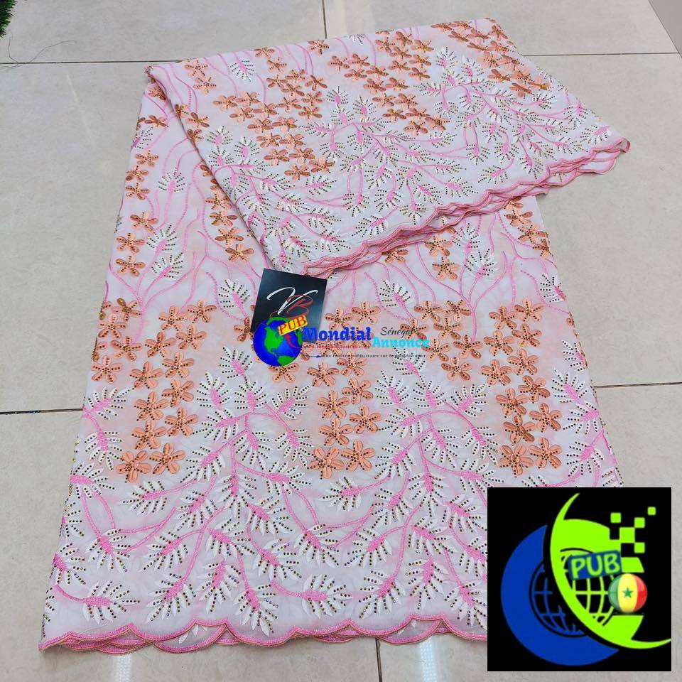 Voile brodé Dubaï vendu en coupon de 5 yards à 80.000 F CFA