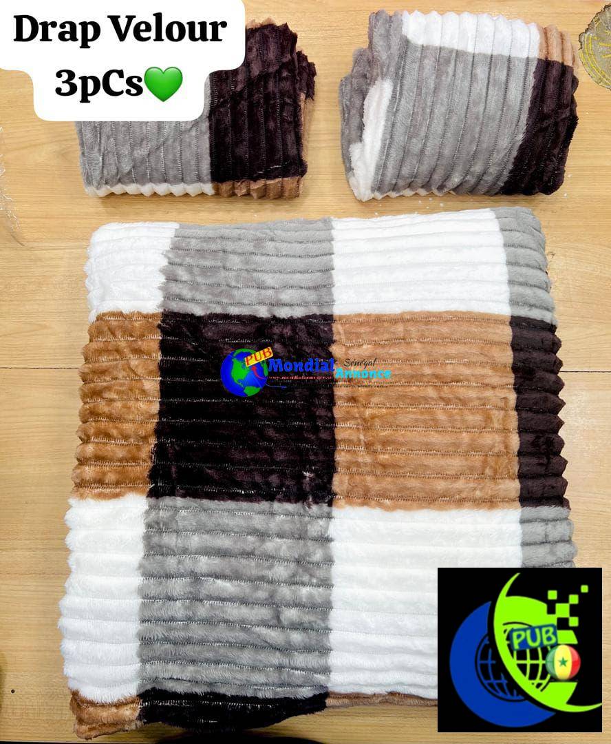 Draps en velours 3 pièces – Confort et douceur à 6000 FCFA à Dakar