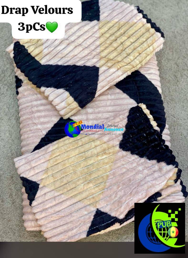 Draps en velours 3 pièces – Confort et douceur à 6000 FCFA à Dakar