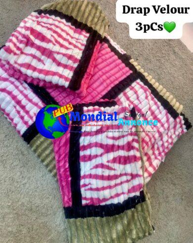 Draps en velours 3 pièces – Confort et douceur à 6000 FCFA à Dakar
