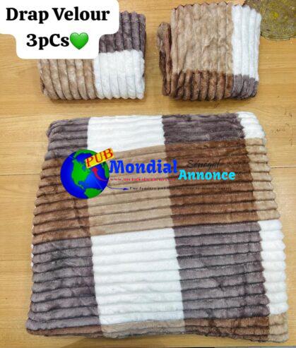 Draps en velours 3 pièces – Confort et douceur à 6000 FCFA à Dakar