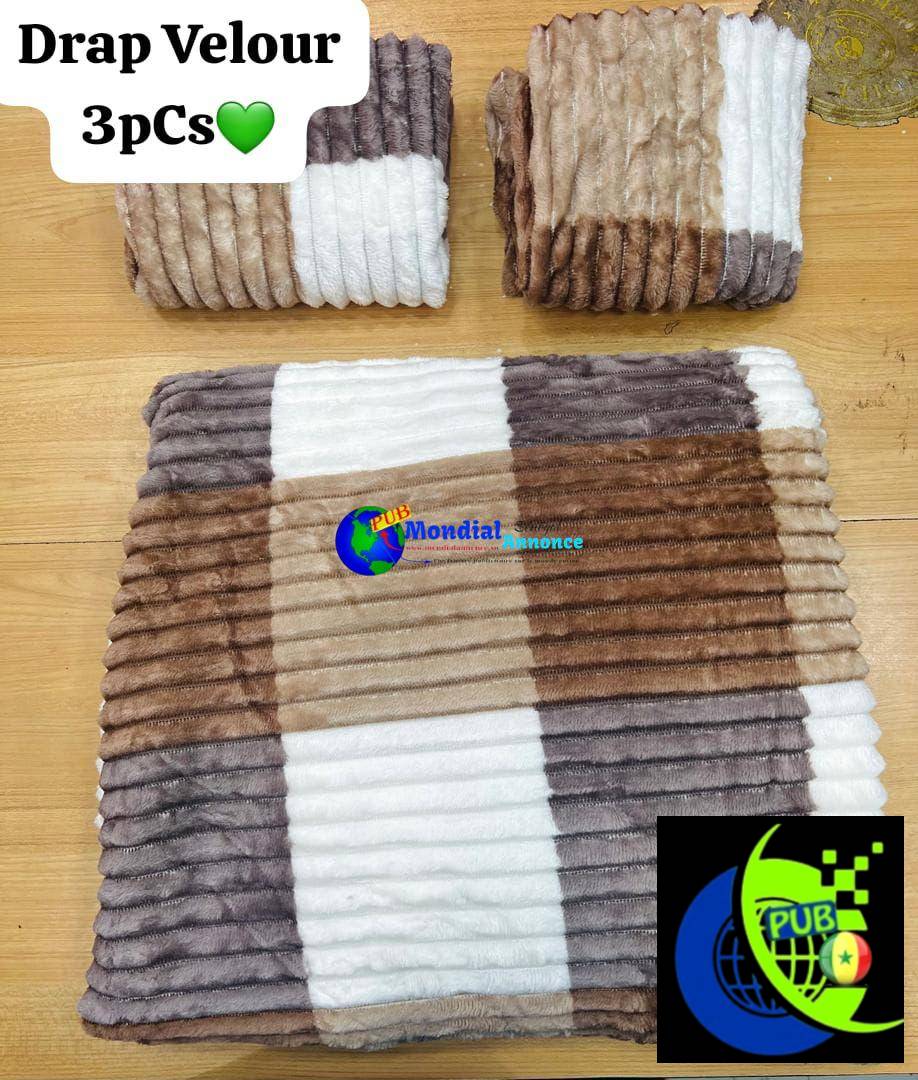 Draps en velours 3 pièces – Confort et douceur à 6000 FCFA à Dakar
